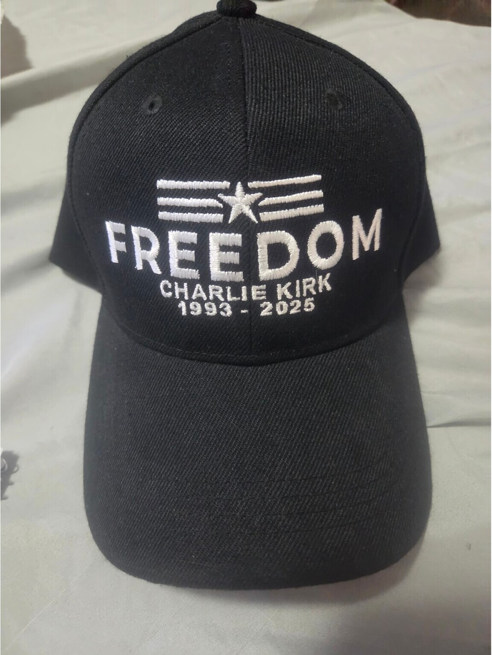 Charlie Kirk Freedom Memorial Hat 1993-2025 Black Embroidered Baseball Cap